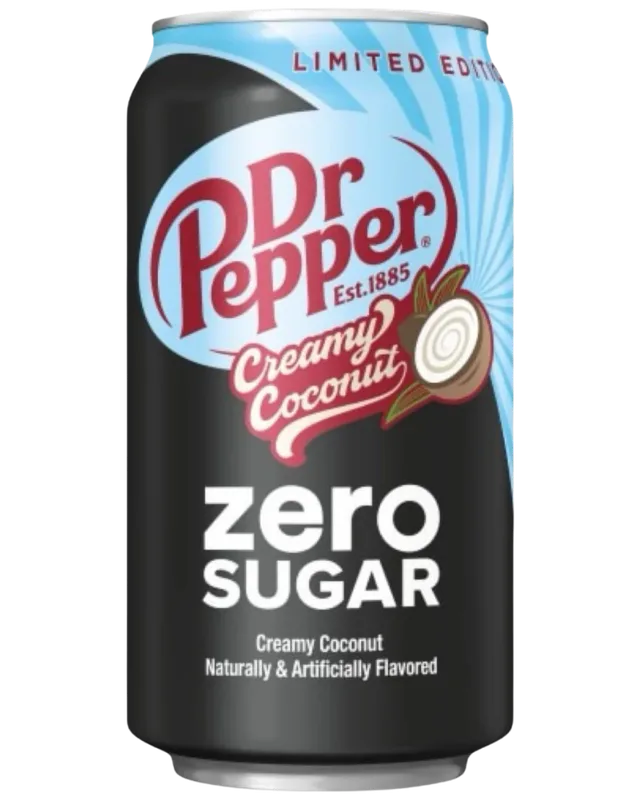 Dr Pepper Creamy Coconut Zero Sugar packaging