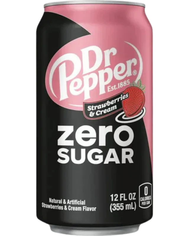 Dr Pepper Strawberries & Cream Zero Sugar packaging