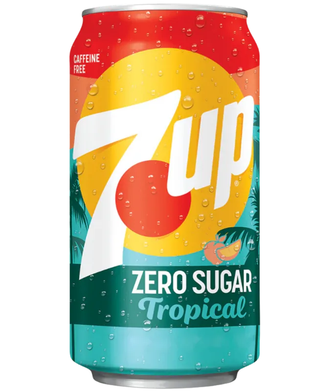7UP Tropical Zero Sugar packaging