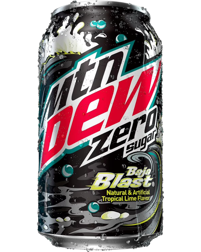 Mountain Dew Baja Blast Zero Sugar packaging